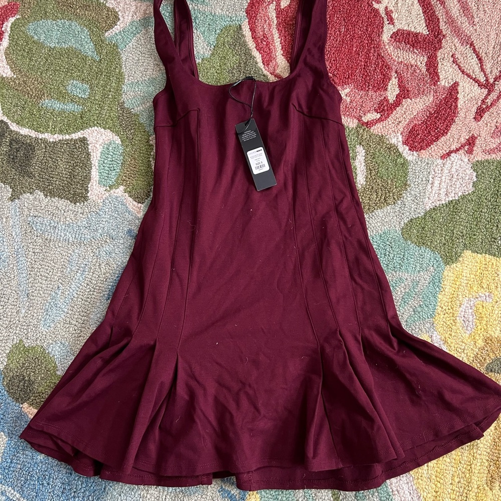 Fashion Nova Burgundy Sleeveless Mini Dress